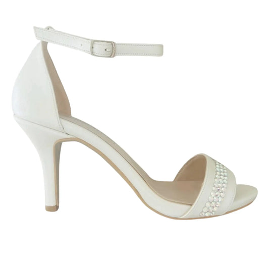 Cassie Open Toe High Heel Bridal Shoe With Crystals Love & Faith