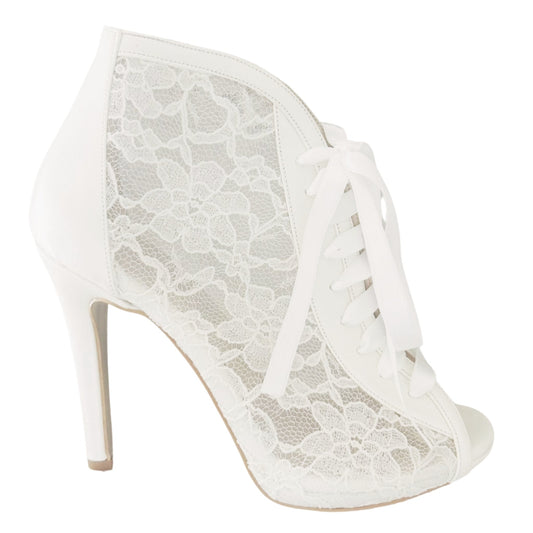 Chantilly Ivory Lace Peep Toe High Heel Bridal Boot Love & Faith