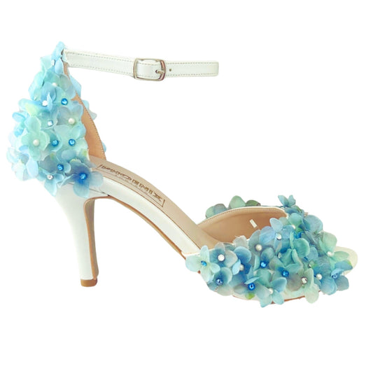 Clara Floral Ivory Peep Toe High Heel Bridal Shoes Love & Faith