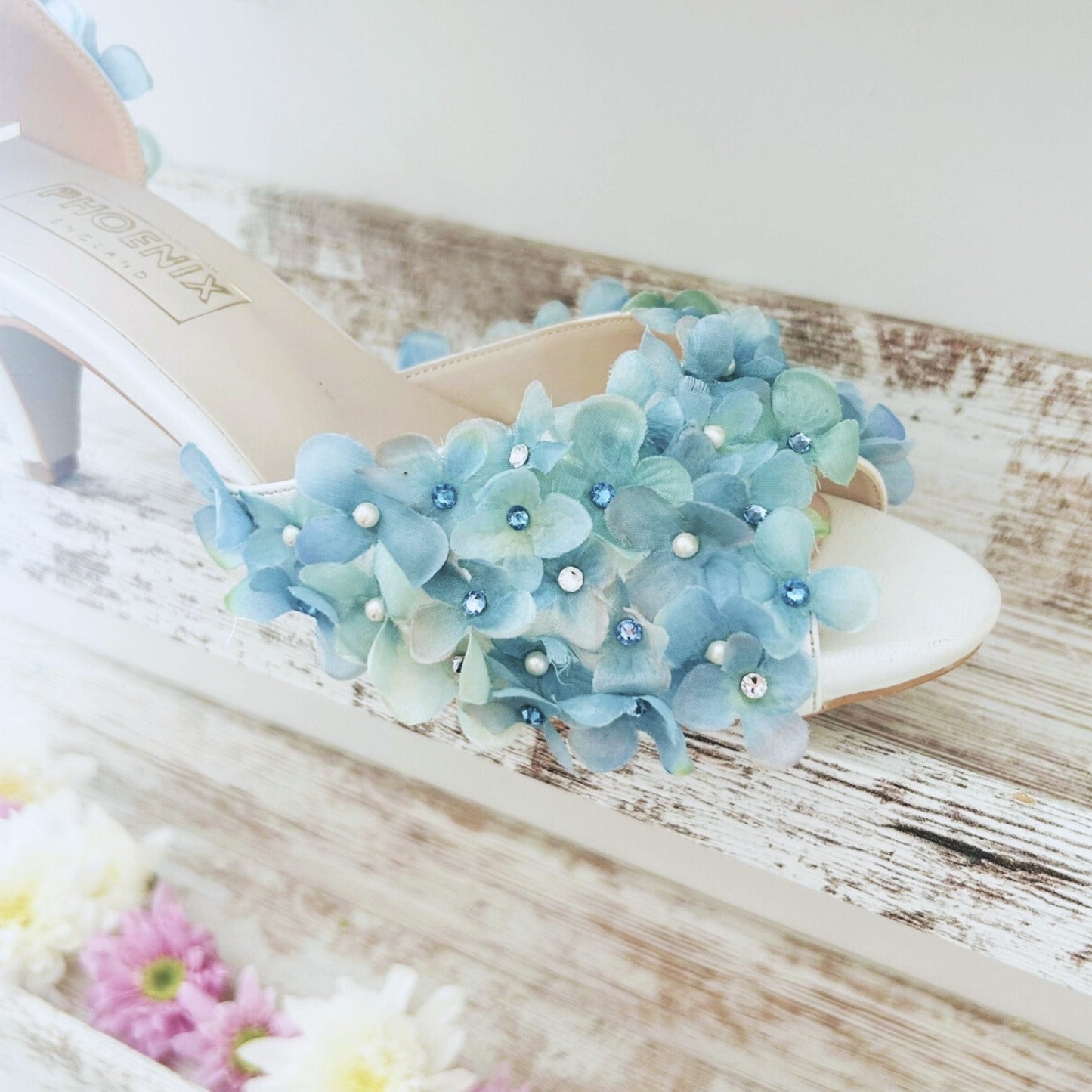 Etta Ivory Peep Toe Floral Kitten Heel Bridal Shoes Love & Faith