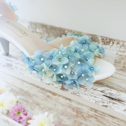 Etta Ivory Peep Toe Floral Kitten Heel Bridal Shoes Love & Faith