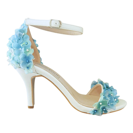 Isabella Ivory Floral Open Toe High Heel Wedding Shoes Love & Faith