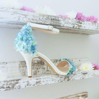 Isabella Ivory Floral Open Toe High Heel Wedding Shoes Love & Faith